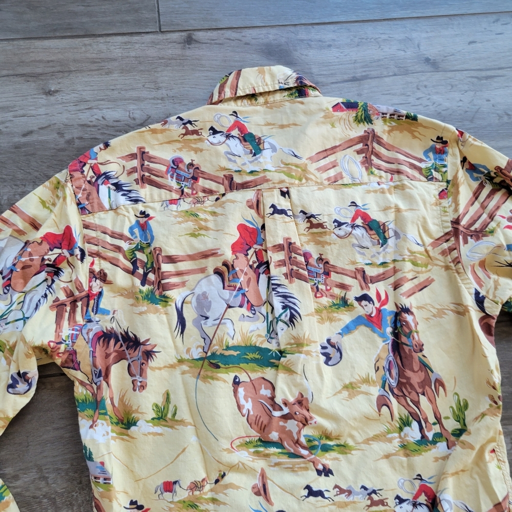 Vintage Nick and Nora 90s Pajama Top Western Cowboy Print Shirt Small USA made - Picture 6 of 6